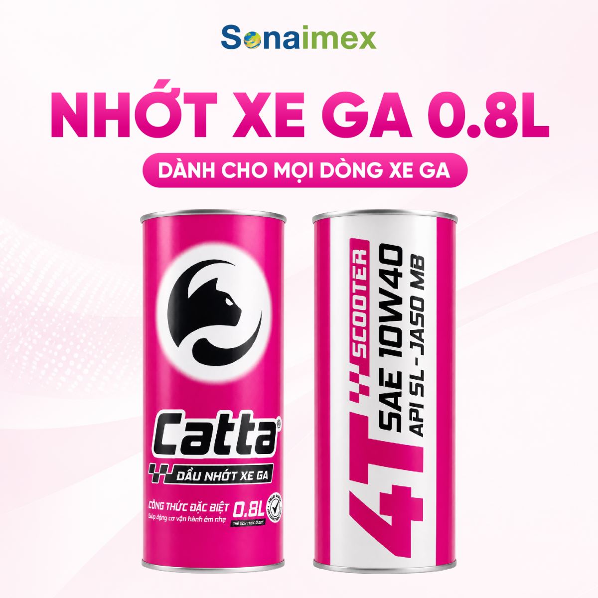 Nhớt Xe Tay Ga CATTA 10W40 API SL MB Lon 800mL Cho Xe Ga Lead, AB, Click, Vario, Grandee, Nouvo
