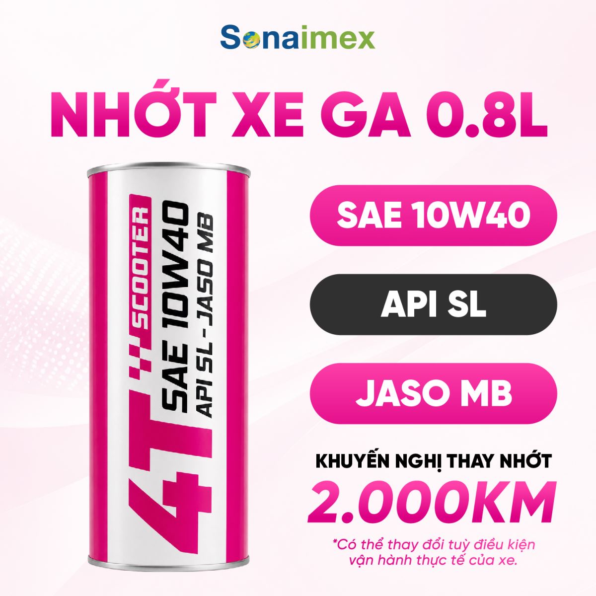 Nhớt Xe Tay Ga CATTA 10W40 API SL MB Lon 800mL Cho Xe Ga Lead, AB, Click, Vario, Grandee, Nouvo