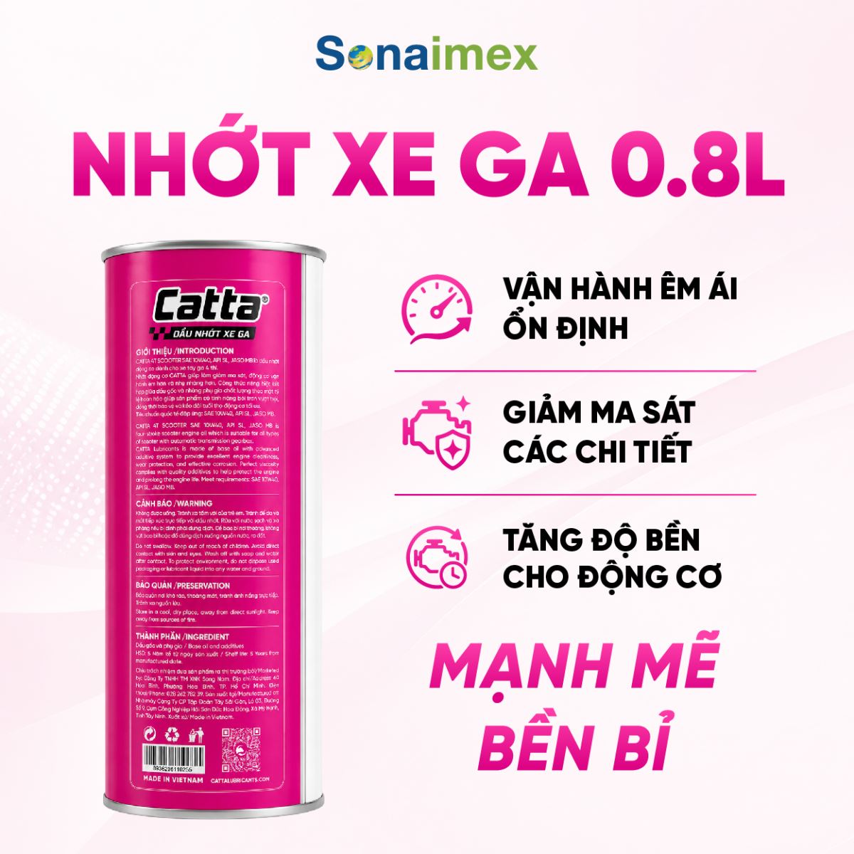 Nhớt Xe Tay Ga CATTA 10W40 API SL MB Lon 800mL Cho Xe Ga Lead, AB, Click, Vario, Grandee, Nouvo