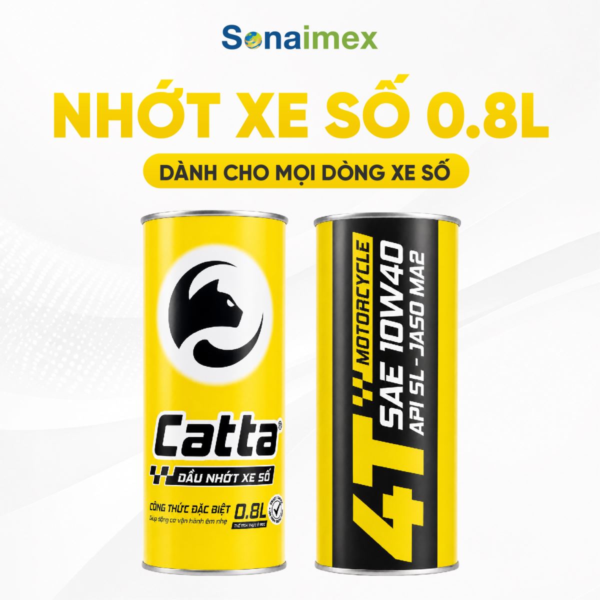 Nhớt Xe Máy CATTA 10W40 API SL MA2 Lon 800mL Cho Xe Số Wave, Future, Sirius, Dream, Cub