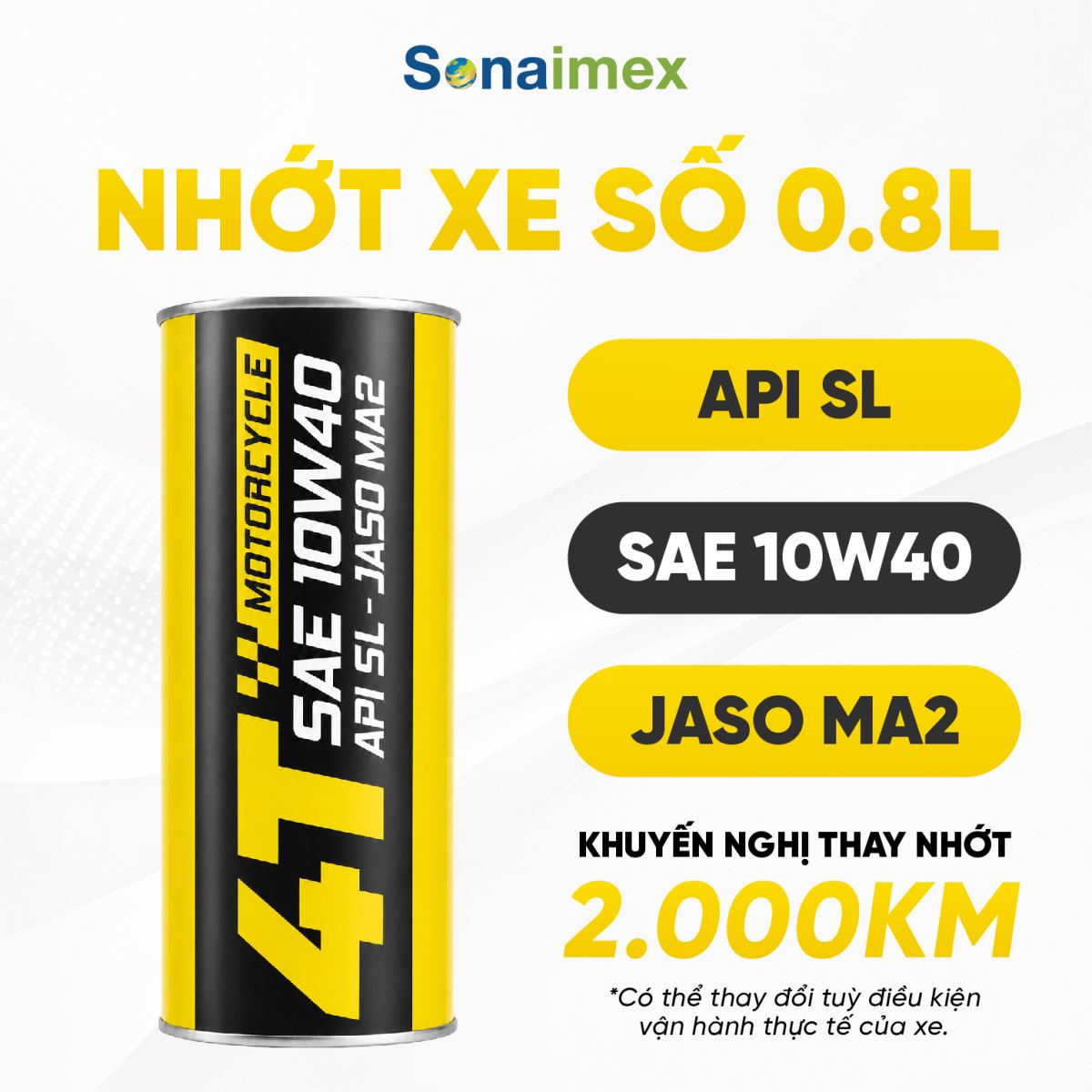 Nhớt Xe Máy CATTA 10W40 API SL MA2 Lon 800mL Cho Xe Số Wave, Future, Sirius, Dream, Cub