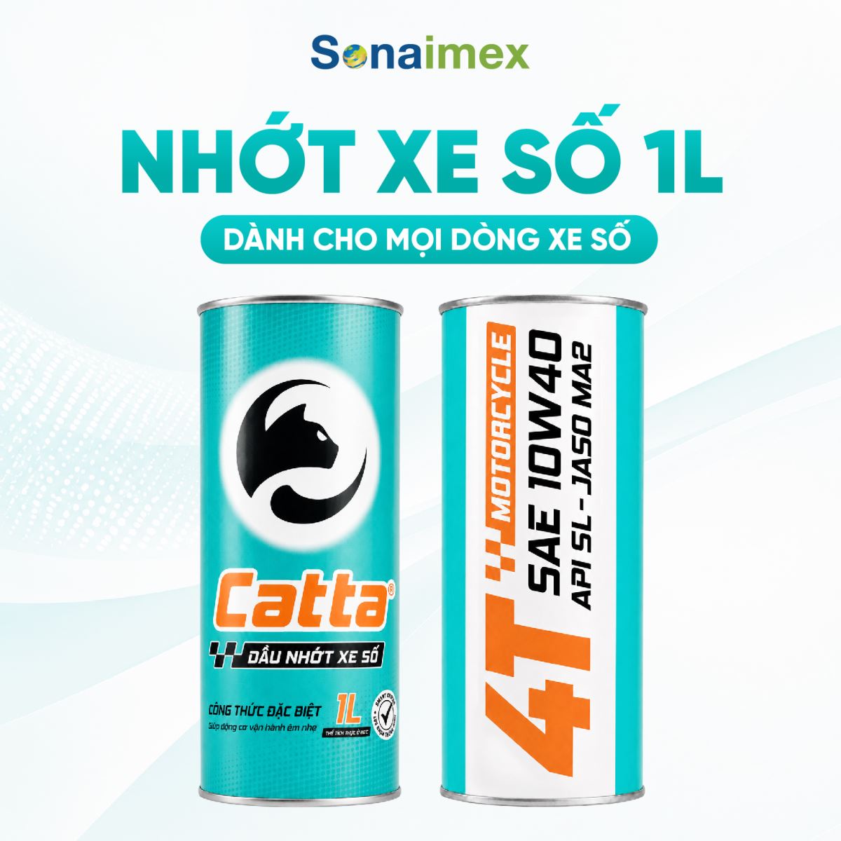 Nhớt Xe Máy CATTA 10W40 API SL MA2 Lon 1L Cho Xe Số Wave, Future, Sirius, Dream, Cub
