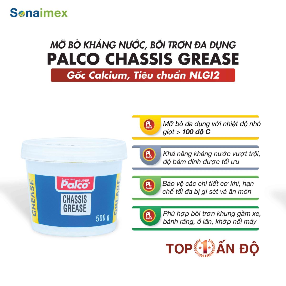 Mỡ bò bôi trơn kháng nước Palco Chassis Grease