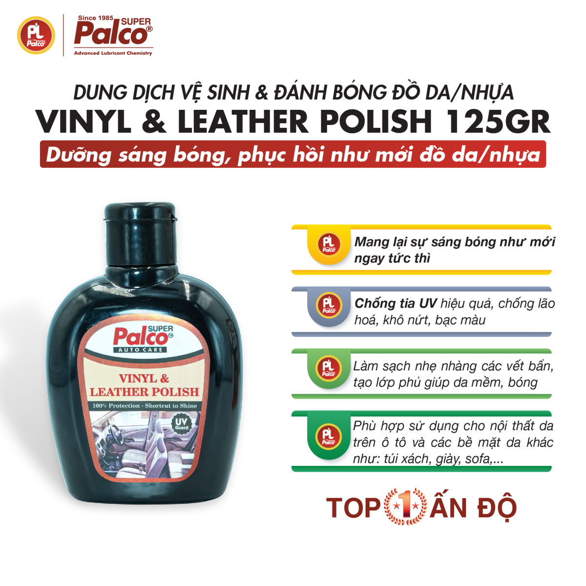 Dung dịch đánh bóng đồ da Palco Vinyl & Leather Polish