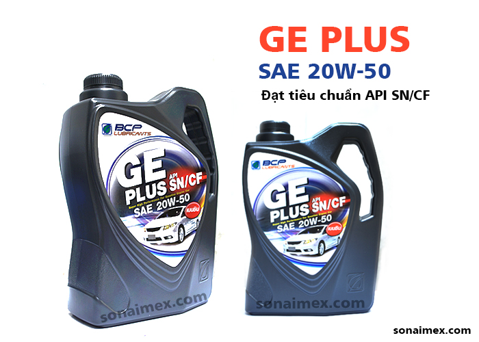 Hình dầu nhớt dành cho xe Ô tô GE PLUS SAE 20w50 hiệu BCP nhập khẩu từ Thái Lan
